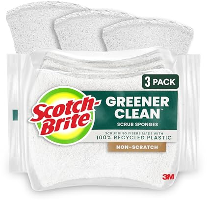 Scotch-Brite repfri skrubbsvamp, återvunnen, vit, 8,4 cm. x 6,6 cm 1,8 cm 3-pack