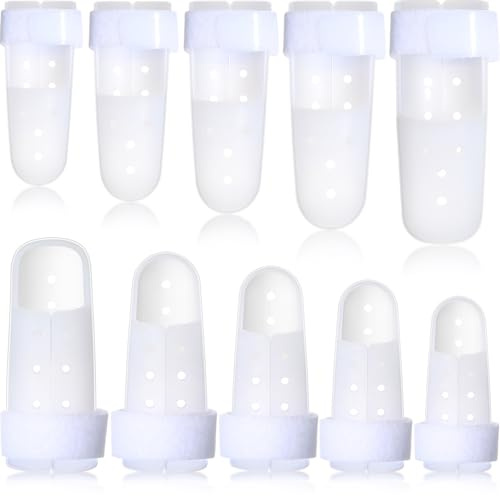 Pangda 10 Pieces Finger Splint Mallet Finger Support Splint Brace Plastic Support Protector for Adjustable Immobilizer for Basketball Joint Protection, 5 Sizes, White