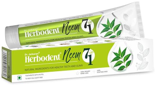 Herbodent® NEEM 7 in 1 Toothpaste - 185g Pack of 1 | Organic Herbs - Neem, Black Seed & Xylitol for Anti Cavity -Cardamom & Mint for Taste & Freshness-Baking Soda for Excellent Cleaning