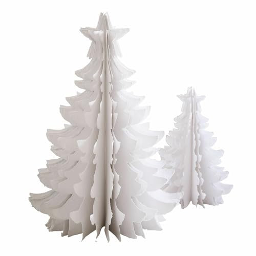 Loberon Deko-Baum 2er Set Amuré, charmanter DIY-Look, Weihnachtsschmuck, Festdekoration, Weihnachtsdekoration, Weihnachten, Papier aus Baumwollfasern, Eisen, weiß