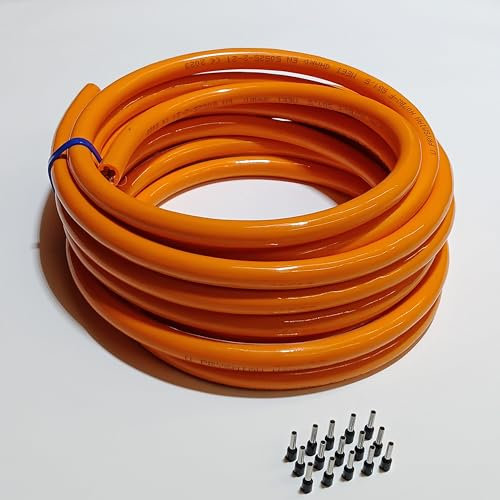 PUR-Leitung orange H07BQ-F 5x1,5mm2 Polyurethanleitung, Baustellenkabel, Industriekabel für den Außenbereich 5-100m inkl. 15 Aderendhülsen (5 Meter)