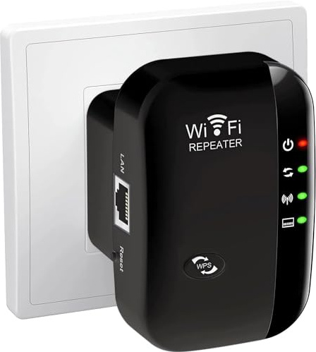 2024 Newest WiFi Extender, WiFi Booster, WiFi Repeater, Covers Up to 3000 Sq.ft and 45 Devices, Internet Booster - with Ethernet Port, Quick Setup, Home Wireless Signal Booster, UK plug (Black)