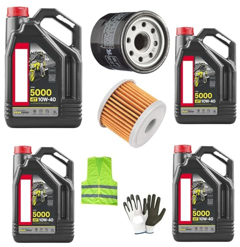 Compatible avec Harley-Davidson XL 1200 Sportster Custom KIT d'entretien pour Moto 4 litres D'HUILE 10W40 5000 4T Technologie HC-Tech + Filtre À Huile VIDANGE Moteur