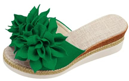 UK Women's Espadrilles Wedge Platform Sandals Two Strap Flower Cute Slide Sandals Mules Comfortable Slip on Slides for Summer Beach Casual Outdoor Dress Heels Shoes Heeled Slippers Sandles