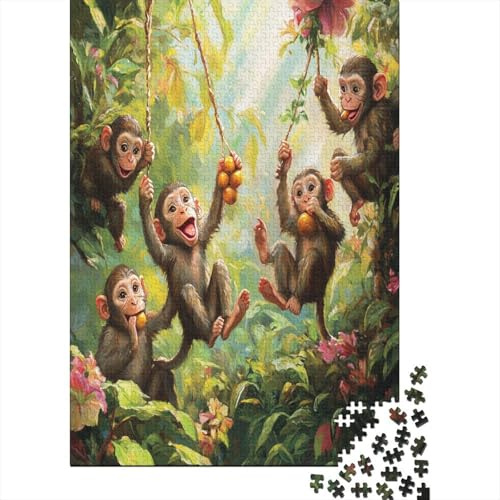 38x26cm/1000pcsSunny Ditch Jungle Puzzle Lively Monkey Vine Swing Fruit DIY-Puzzle Für Erwachsene