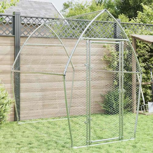 Gecheer Outdoor Chicken Cage Coop Hutch Hen Duck Run House with Lockable Door - Silver Model172555