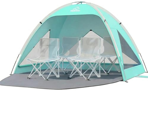 Wolfwise Beach Tent Sun Shelter Portable, Large 3-4 Person Sunshade Cabana