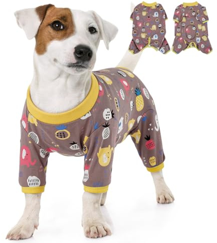 Cute Dog Recovery Suit After Surgery, Soft Cotton Dog Onesie Anti Licking, Comfortable Surgery Suit Cone Alternative for Small Dogs Male Female, Cocoa Brown S