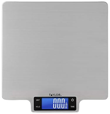 Taylor 22lb Ultra-Precise Digital Stainless Steel Household Kitchen Scale, One, Silver