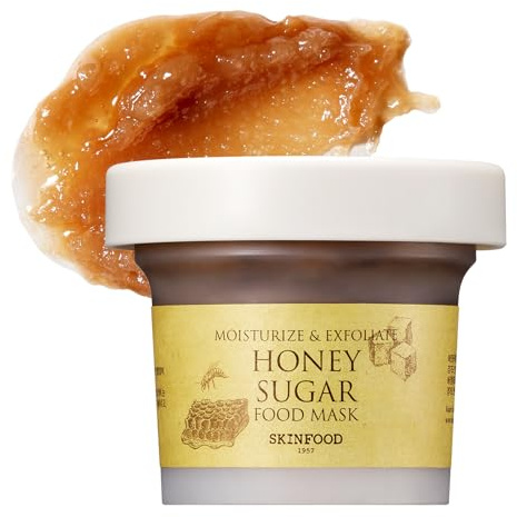 SKINFOOD Mask Honey Sugar 120g - Facial Pore Cleanser, Nourishing & Firming Skin Exfoliator - Wash Off Face Masks w/Melting Sugar for Healthy and Smooth Skin- Shower-Proof Texture (4.23 oz)