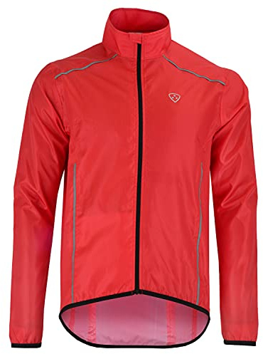 DHERA Wind Stopper Water Proof HIGH Visibility Breath ABLE Cycling & Running Reflective Outdoor Sports Jacket - Red
