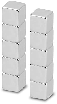 MAUL Neodym-Würfelmagnet – Magnet mit hoher Haftkraft für einen vielseitigen Einsatz – Magnet stark mit elegantem und modernem Design – 7 x 7 x 7 mm – 10er Pack – hellsilber