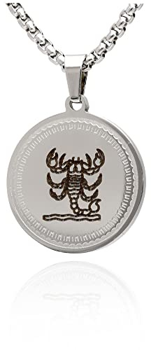 LaraZeidler Berlin Collier pour Homme et Femme en Acier Inoxydable avec Pendentif Signe du Zodiaque Personnalisé Longueur de Chaîne Choissable., Acier inoxydable