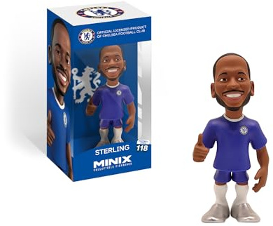 MINIX Bandai Chelsea Raheem Sterling Model | Collectable Raheem Sterling Figure In Chelsea Shirt | Bandai Football Toys Range | Collect Your Favourite Football Figures And Teams