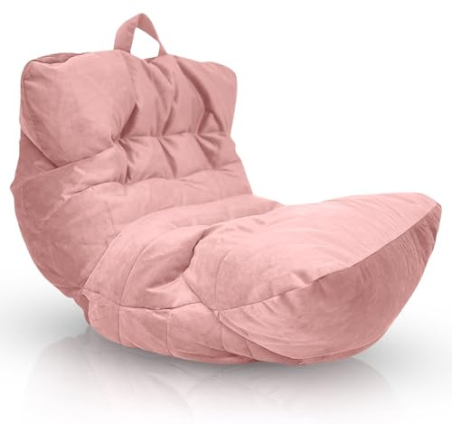 Aiire Puff Salon de Lujo Moderno - Sofa Puf con Relleno Incluido Gigante de Diseño en Terciopelo Premium - Bean Bag Chair Grande para Adultos o Decoracion Habitacion Juvenil - Puffs XXL Rosa