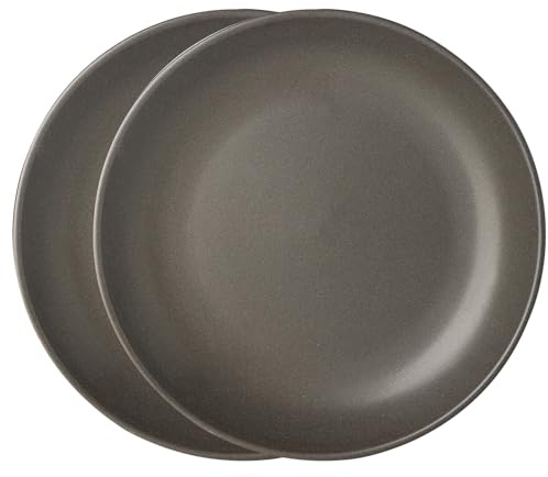 Tikooere Dinner Plates Set of 2, 10 Inch Stoneware Dinnerware Dish Set for Kitchen, Large Serving Plates for Pasta Steak Assorted, Scratch Resistant, Microwave & Dishwasher Safe, Matte Black