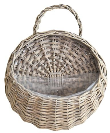 Pots de Fleurs à Suspendre en Rotin, Panier Porte-Fleurs Suspendu Tissé à La Main, Suspendu Panier Tissé Décoration Murale, Panier Jardinière Suspendue Pot pour Plantes, Intérieure Ou Extérieure, L