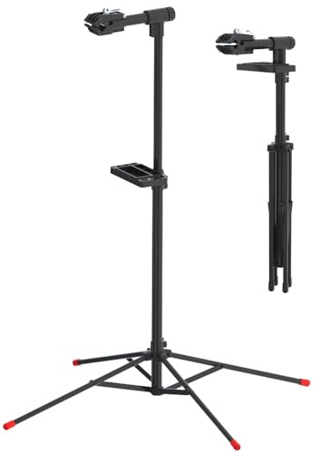 Taylor & Brown Bicycle Workstand Folding Bike Repair Maintenance Pro Home Mechanic Bicycle Work Stand Rack Adjustable Height with Legs, 95-145 cm, Black