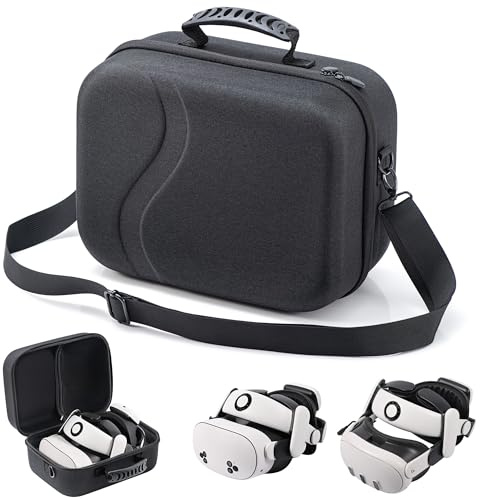Grande custodia da trasporto per Meta Quest 3S, custodia da viaggio rigida compatibile con BOBOVR S3 Pro/Kiwi Battery Head Strap, Oculus Quest 3S Controller e altri accessori, grande borsa da viaggio