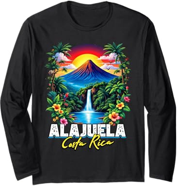Alajuela Costa Rica Travel Arenal Volcano Waterfall Long Sleeve T-Shirt