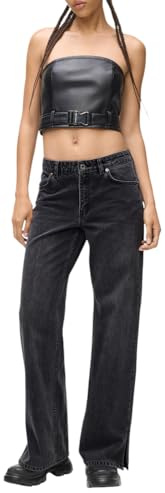 KARL LAGERFELD JEANS Mujer Low Rise Wide Leg Denim Negro lavado 25