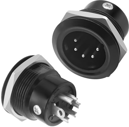 MEIRIYFA XLR 5 pin Socket Panel Mount Adattatore Audio Connettore XLR 5 pin maschio su connettore di saldatura, spina rotonda per mixer amplificatore microfono altoparlante (2 pezzi, spina da 5 pin)