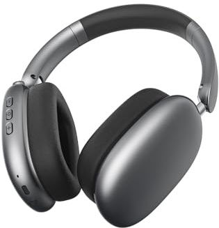 SLuB Auriculares inalámbricos Bluetooth 6.1, Diadema Plegable, Nueva versión 2025, cancelación de Ruido ANC, latencia ultrabaja, conexión automática sin Cables.（Gris）