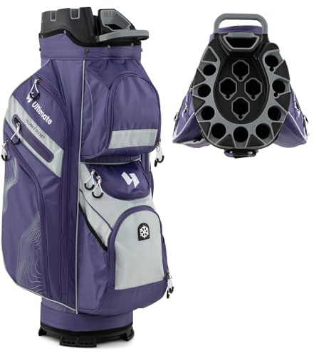GYAMX Bolsa para Carro de Golf Portátil, Bolsa para Palospara con 14 Compartimentos de Longitud Completa, 11 Bolsillos, Bolsa Nevera, Correa Ajustable, Porta Paraguas, Unisex (Gris + Azul Marino)