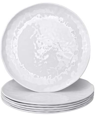 yongzhenlite Set di 6 piatti da pranzo/cena in 100% melammina, piatti rotondi da 25,4 cm, piatti da insalata, piatti da picnic, per feste in casa, resistenti alla rottura e leggeri, finitura