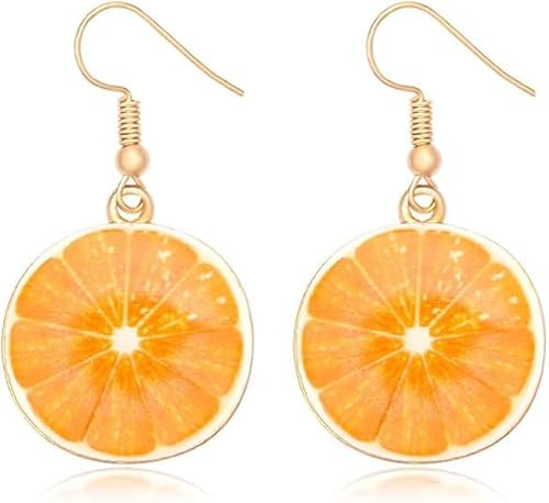 Früchte Tropfen Ohrringe, Orange Ohrringe Damen, Zitrone Ohrstecker, Ohrringes Fasching, Ohrringes Hängend Damen, Obstzubehör für Karneval, Geburtstag, Sommerpartys (Orange)