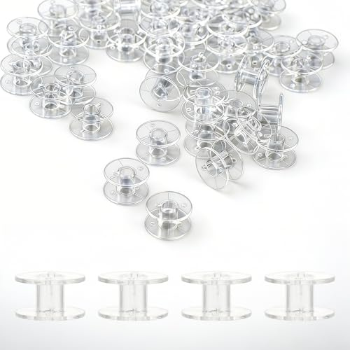 60 Pack Sewing Machine Bobbins, Clear Plastic Bobbins Compatible with Singer, Brother, Janome, Universal Plastic Bobbin for Sewings Enthusiasts Beginner, Embroidery and DIY