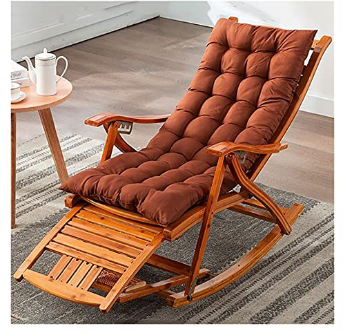 JKSVTF Folding Wooden Rocking Chair Recliner Bamboo Sun Lounger Chairs,Patio Rocking Chairs for Heavy Duty Adults Elderly,Comfort Loungers Chair Garden Chair (Without Pad One Size)