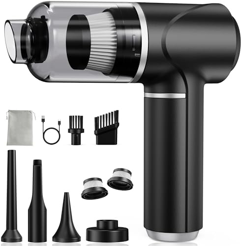 Piarhlie Aspiradora de Mano 30kPa Aspirador Coche sin Cable Potente | Mini Portátil Recargable con Motor sin Escobillas para Coche Oficina Hogar Cocina Pelo de Mascota (Optimizado)