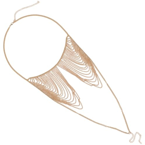Cadena Corporal Flecos Elegante de Aleación Dorada para Mujer | Joyas para Mujeres, Diseño Llamativo y Único, Adecuado para Danza y Bares