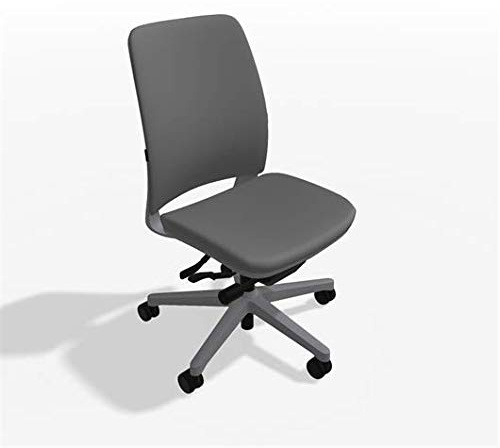 Steelcase Amia Task Chair: Platinum Frame/Polished Aluminum Base - Armless - Hard Floor Casters