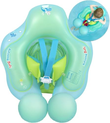 Inflatable Baby Swimming Float 3-6-12 Months Newborn Baby Float, Infant Baby Pool Float Baby Inflatable Swimming Float Ring for Baby Boy Girl 0-6-12-18-36 Months Toddlers (Blue, L (6-36 Months))