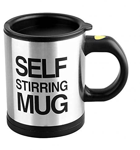 Elektrischer Selbstrührender Tasse aus Edelstahl, 400 ml Automatische Kaffee Mischbecher Thermosbecher Becherbecher [Schwarz]