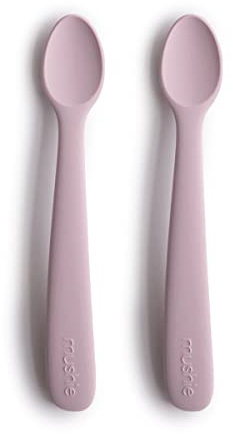 Mushie Baby Feeding Spoons | BPA-Free Silicone Spoons 2-Pack | Dishwasher Safe Durable Toddler Utensils | Soft Lilac