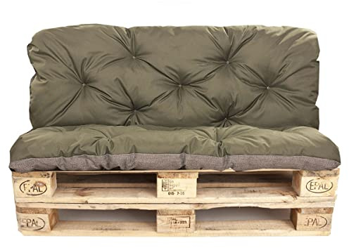 Palettenkissen Outdoor - Palettenkissen Set - Palettenkissen Set Indoor (Sitzkissen 120x60 +Rückenlehne 120x40, Grün)