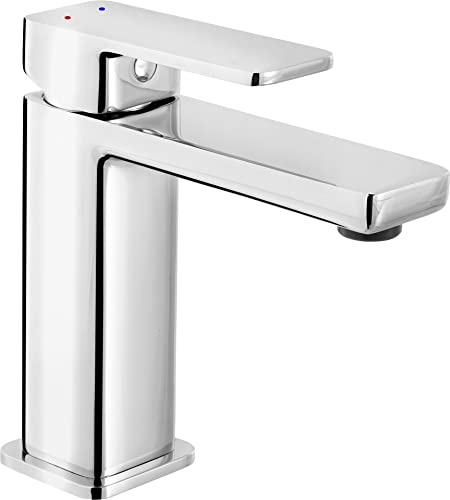 Cornat Waschtisch-Einhebelarmatur Teide - Verchromter Messingkörper - Mühelose Schaftbefestigung - Mit Druck-Ablaufventil/Hochdruck-Armatur/Wasserhahn fürs Bad/Waschbecken-Armatur / TEI1