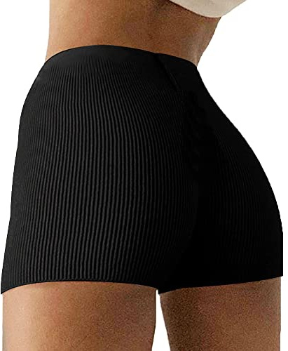 TTPSRY Pantaloncini Donna Estivi Sportivi a Coste Elasticizzati Vita Alta Bermuda Cotone Fitness Palestra Mare Spiaggia Casual Eleganti Comfort Traspiranti Trekking