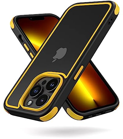 MobNano Compatible with iPhone 13 Pro 5G, Ultra Thin Hybrid Case, Soft TPU Shockproof Bumper Anti Scratch Cover for iPhone 13 Pro - Black/Yellow