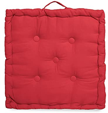 Roseley 100% Cotton Seat Booster Chair Pad 45 x 45cm Thick Sofa Armchair Seat Cushion Firm Support Adults Elderly Pregnancy Pets Chunky Dining Cushion [Red]
