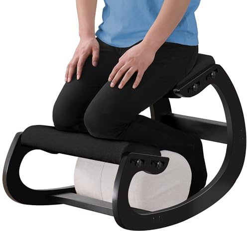 Silla ergonómica de Rodillas, Asiento Ajustable para el hogar y la Oficina - Soporte postural cómodo - Alivio Natural para el Dolor de Cuello o Espalda - Taburete mecedor (Ferroso)