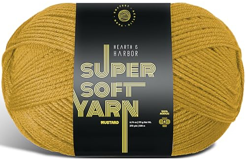 Acrylic Yarn for Crocheting & Knitting – Soft Crochet Yarn for Crocheting, 370 Yards, Perfect for Crafts & Amigurumi, Medium Worsted Weight 4, Mustard