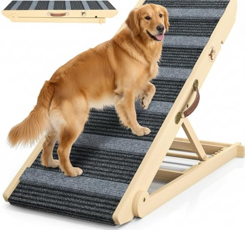 REONEY 𝟮𝟬𝟮𝟲 𝐔𝐩𝐠𝐫𝐚𝐝𝐞𝐝 Dog Ramp, Portable Pet Ramp for Large Small Old Dogs Cats with 7 Adjustable Heights 11 to 26.6, Non-Slip High Traction Ramps for High Bed, Couch, Hold up to 200 LBS