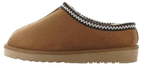ella Womens Faux Fur Slippers Comfort Memory Foam Sheepskin Slip On Stylish Casual House Shoes (Chestnut, UK Footwear Size System, Adult, Women, Numeric, Medium, 5)