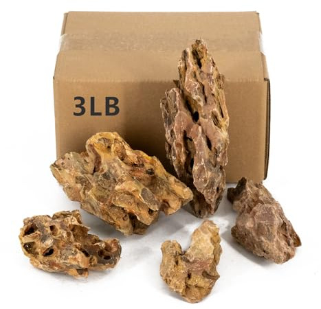 Aquariums Stones Natural Rocks 3lb Aquarium Rock for Fish Tank Aquascaping,Aquariums,Terrariums,Vivariums,Decorative Stone,Reptile Enclosures,Paludariums,and Gardens (1.3kg(5-12.5CM), Dragon Stone)