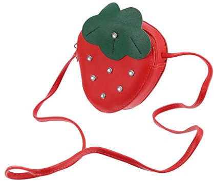 JEWEDECO Pan De Fresa Bolso De Hombro Para Niñas Bolso De Mano De Pu Estilo Fruta Diseño De Fresa Bandolera Cremallera Para Usar La Playa