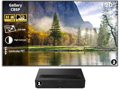 Paquete-Formovie Theater Premium Proyector Ultra Corto Láser+CBSP Pantalla de Proyección de Marco Fijo de 120 Pulgadas 2200 ISO Lúmenes Cine en Casa